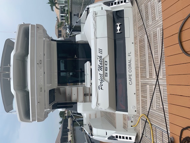 Perfect Match III, a Galeon 560, at the swim platform